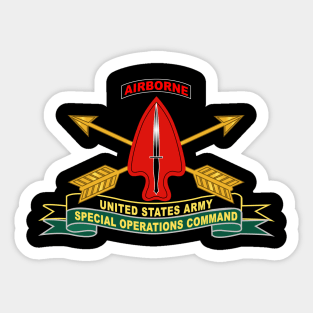 US Army Special Operations Command - Sine Pari - SSI w Br - Ribbon X 300 Sticker